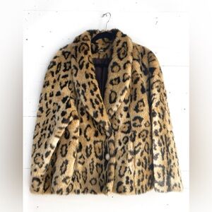 Vintage Faux Fur Car Coat - Leopard XL